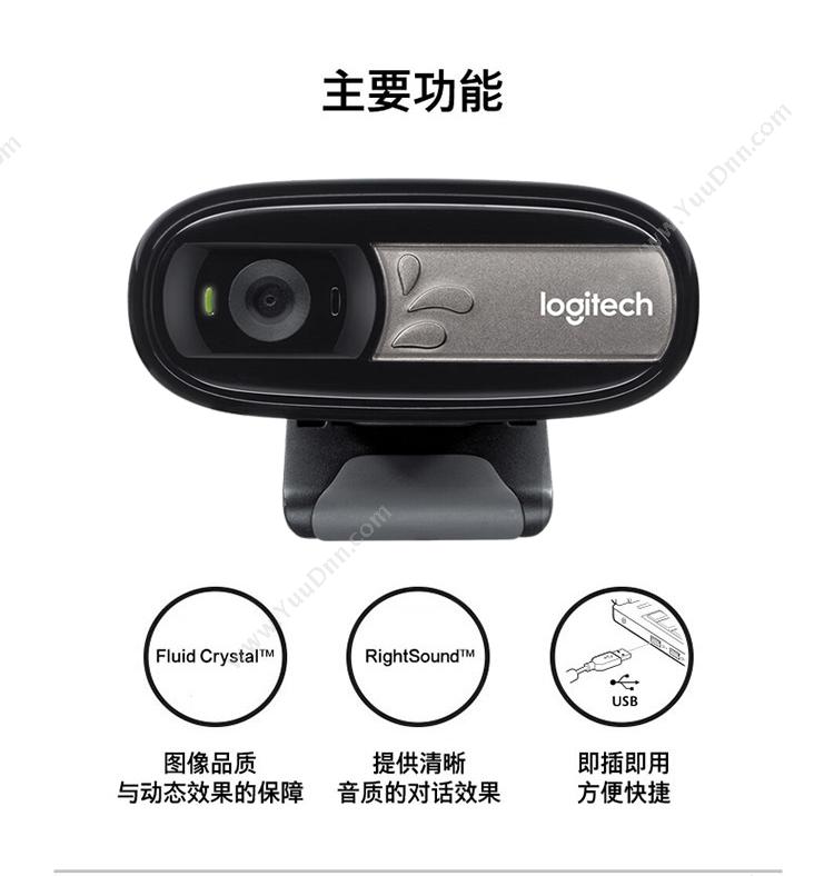 罗技 Logitech C170网络黑色 摄像头