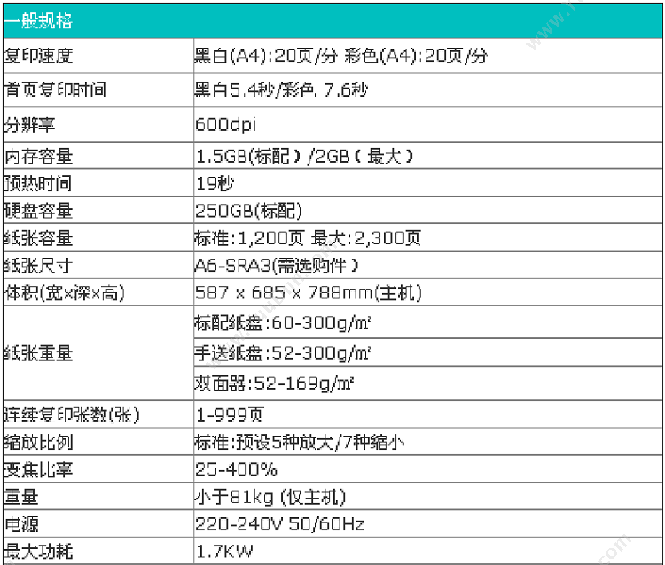 理光 Ricoh MPC2003SP 中速彩色复印机 双纸盒+双面送稿器+工作台 浅（ 灰） 彩色低速数码复合机