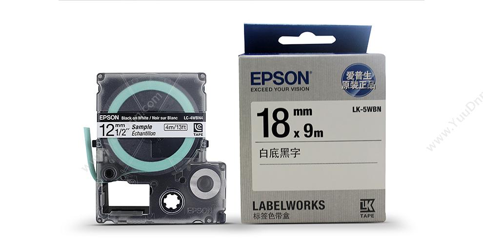 爱普生 Epson LK-4TBW 机用 12mm 透明底黑字(适用 LW-400/600P/700/1000P) 爱普生碳带