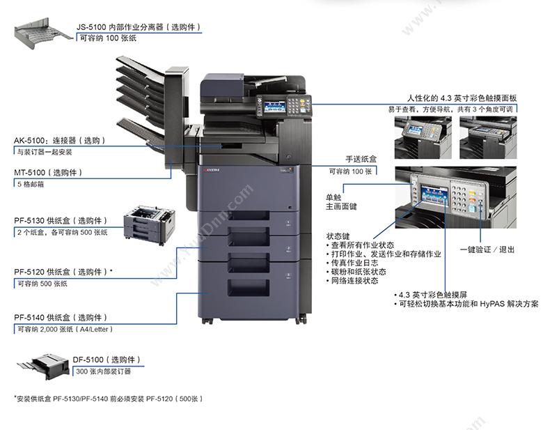 京瓷 Kyocera 306ci 彩色 A4   彩色双面网络打印/复印/扫描/传真/输稿器激光打印一体机 A4彩色激光多功能一体机