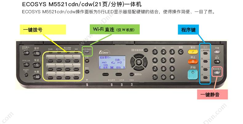 京瓷 Kyocera M5521cdn 彩色 A4   彩色双面网络打印/复印/扫描/传真激光打印一体机 A4彩色激光多功能一体机