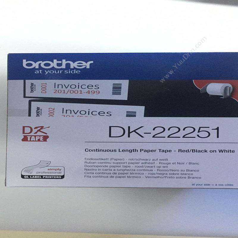 兄弟 Brother DK-22251 白底黑红字打印 15.24m*62mm 兄弟碳带