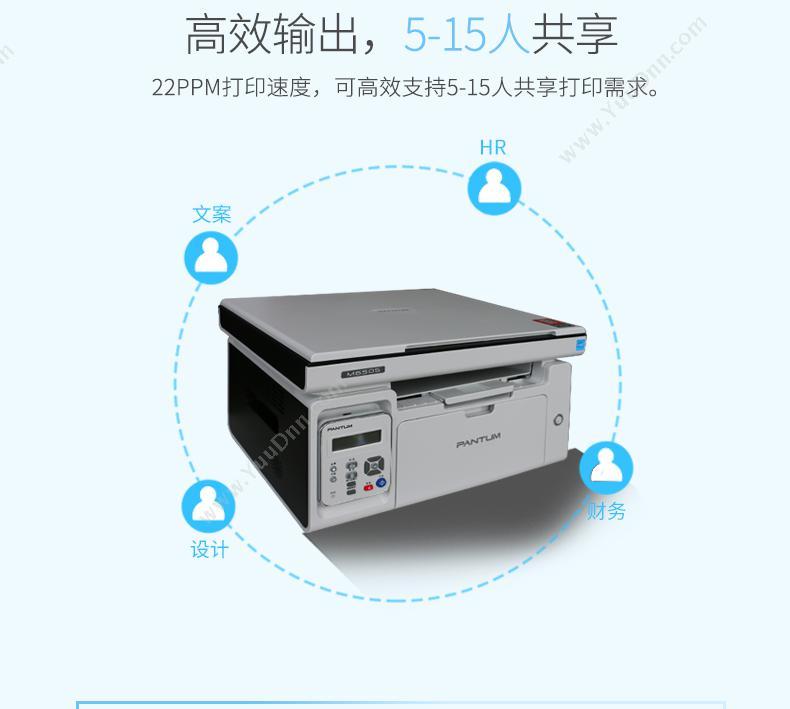 奔图 Pantum M6505N (黑白) A4 （ 灰）  打印/复印/扫描，有线 A4黑白激光多功能一体机