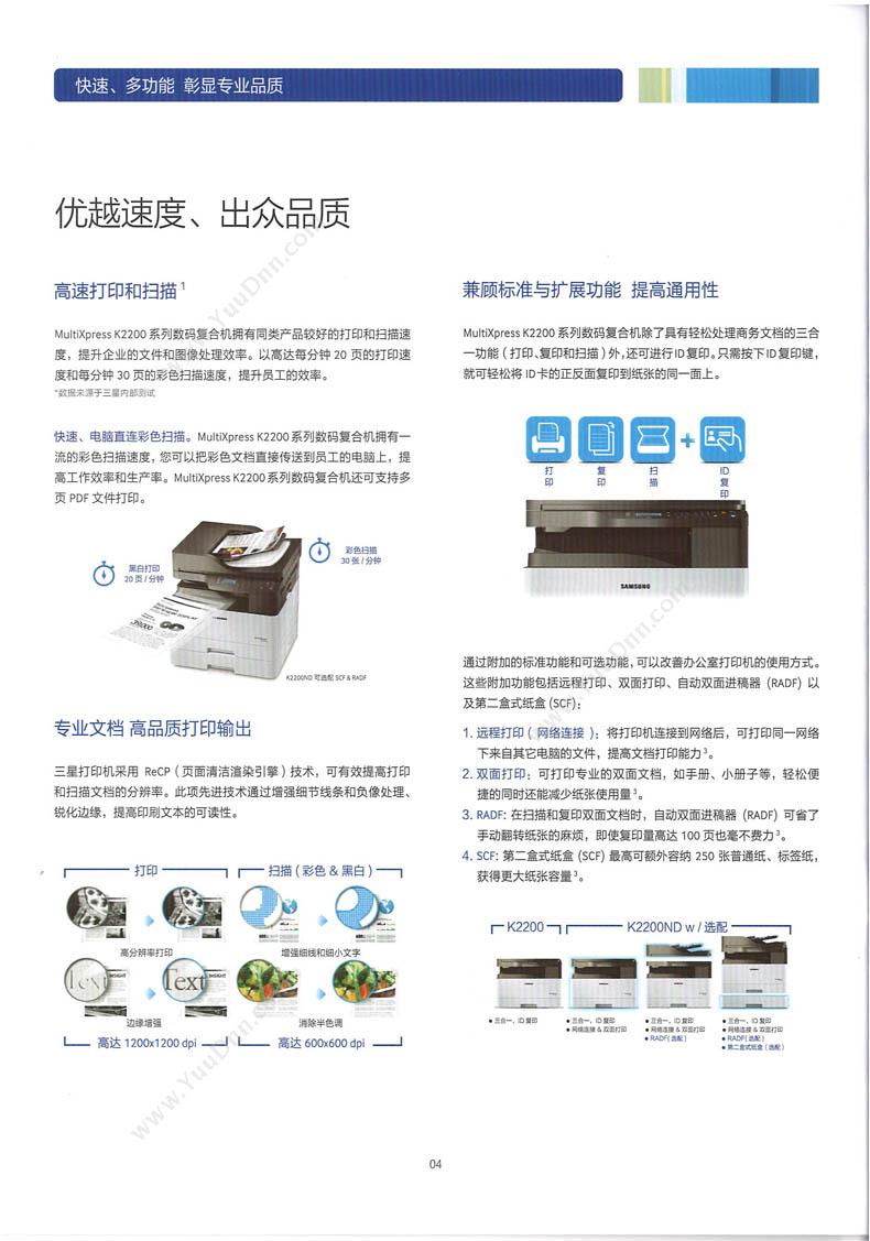 三星 Samsung K2200ND 复印机 黑白低速数码复合机