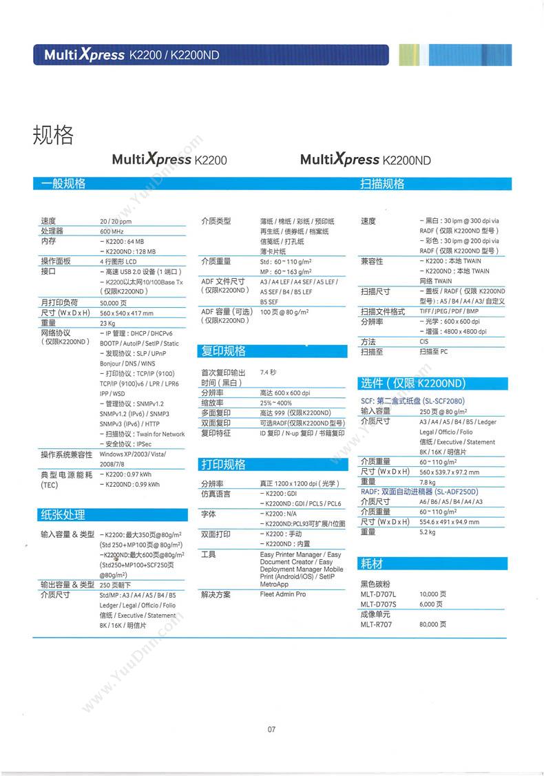 三星 Samsung K2200 复印机 黑白低速数码复合机