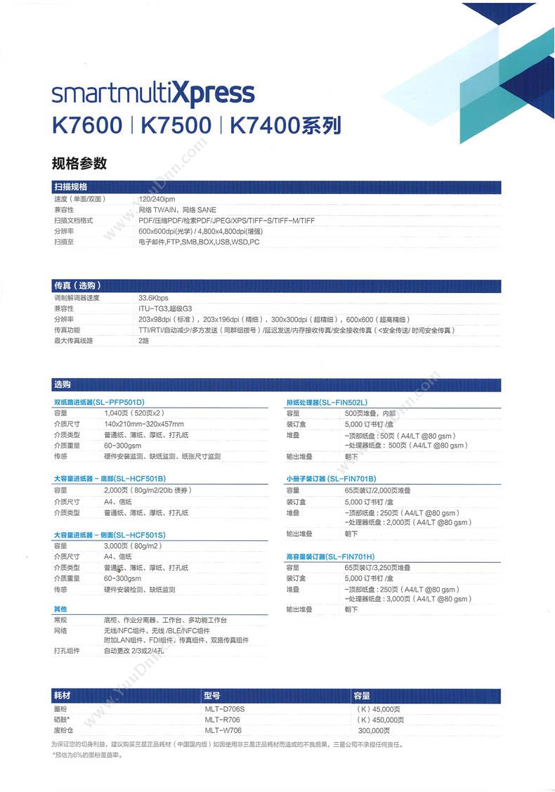 三星 Samsung SL-K7400GX 复印机 黑白高速数码复合机