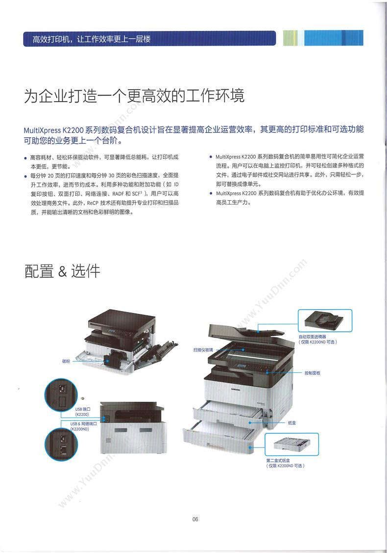 三星 Samsung K2200 复印机 黑白低速数码复合机