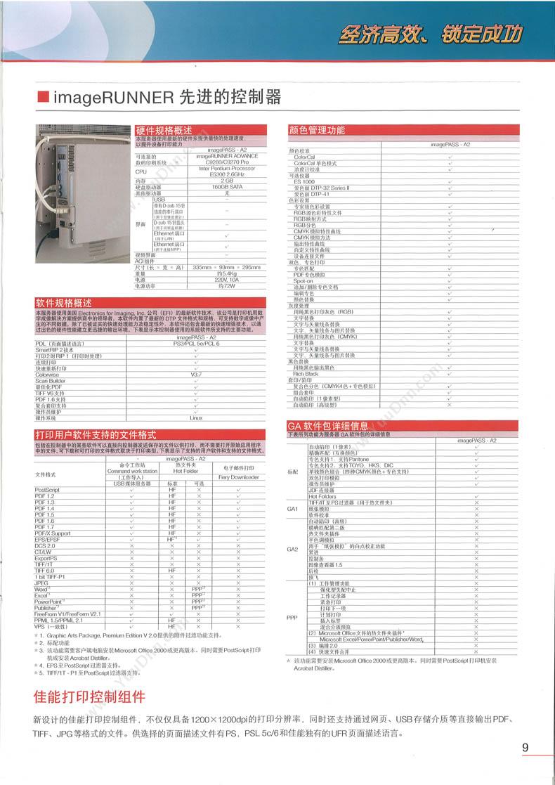 佳能 Canon IRA C9280 复印机 A3 浅（ 灰）  A4：(黑白)80张/分钟，彩色/70张/分钟 彩色高速数码复合机