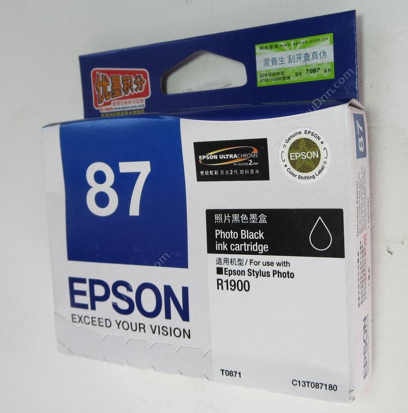 爱普生 Epson T0871（C13T087180） 照片（黑）（适用 Epson R1900） 打印机墨粉/墨粉盒