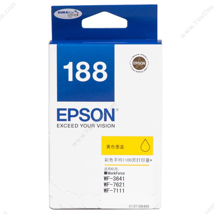 爱普生 Epson T188480   1100页（黄）（适用 Epson WF-7621/A3+） 打印机墨粉/墨粉盒