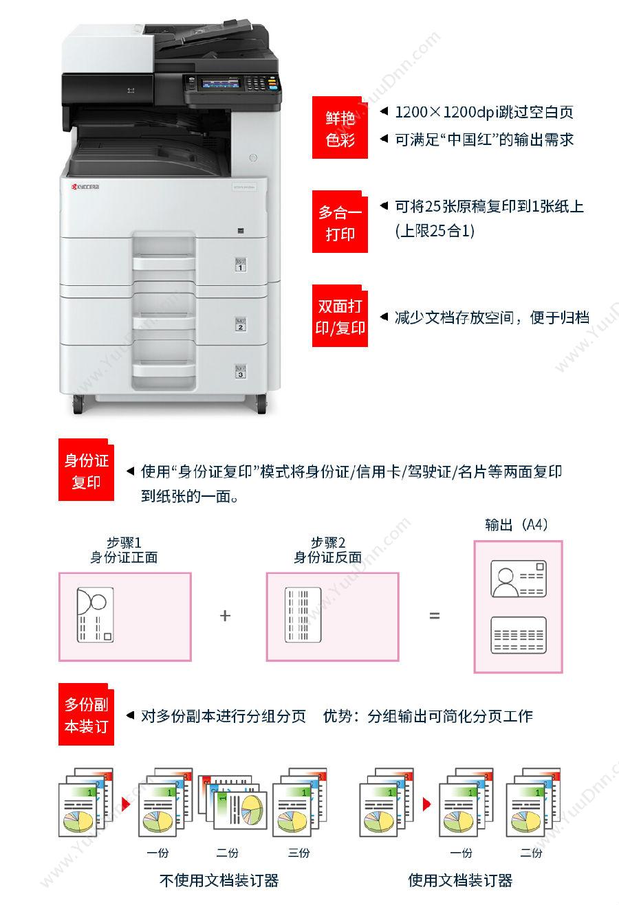 京瓷 Kyocera ECOSYSm8130cidn（E类双面财务碎纸装订配置）（彩色）激光复印机用 A3幅面 复印机墨粉/墨粉盒