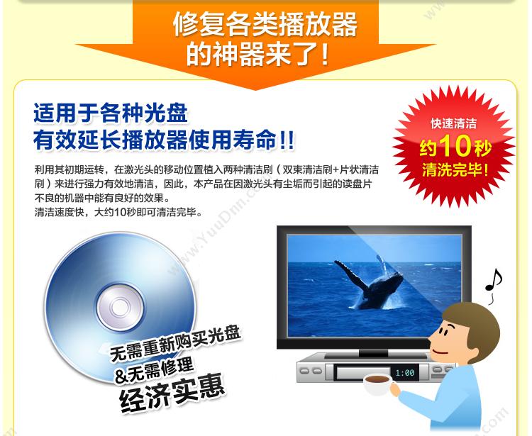山业 Sanwa CD-MDV10W CD湿式清洁片  透明（白） 装机配件