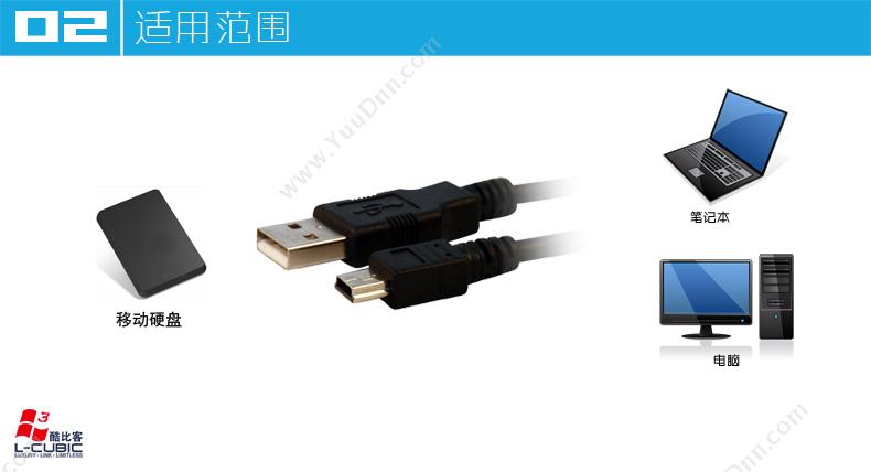 酷比客 L-Cubic LCCPUSBAMBK-USB 硬盘线  1M （黑） USB硬盘线 视频线