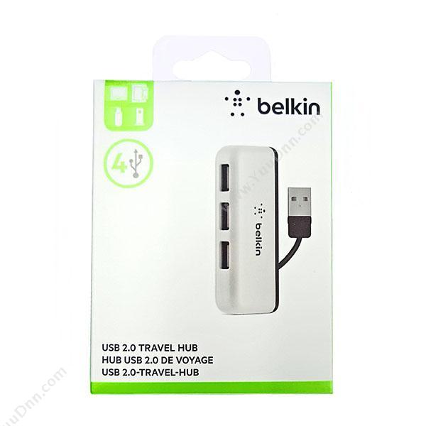 贝尔金 BelkinF4U021bt USB四口   白色 4个 USB 端口 具备过载保护功能，保护您的电脑和设备不受损坏， 即插即用；不需要任何驱动程序 数据传输速度达 480Mbps 与 PC 和 Mac® 兼容集线器