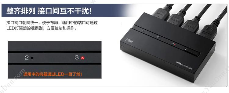 山业 Sanwa SW-HD31 HDMI切换器 （黑） 扩展配件