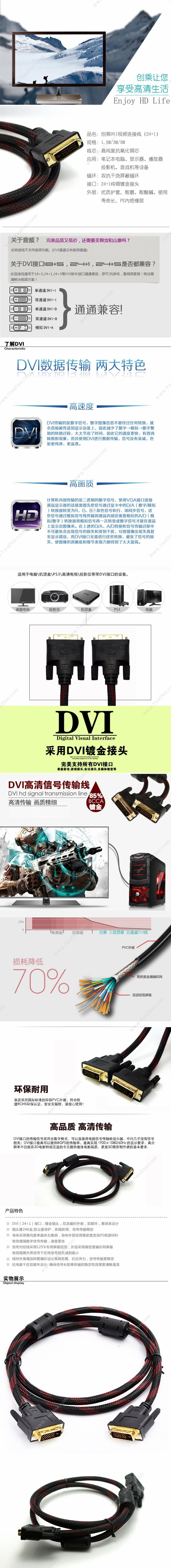 创乘 ChuangCheng CC041 DVI高清数字(24+1) 1.5米 （黑） 视频线