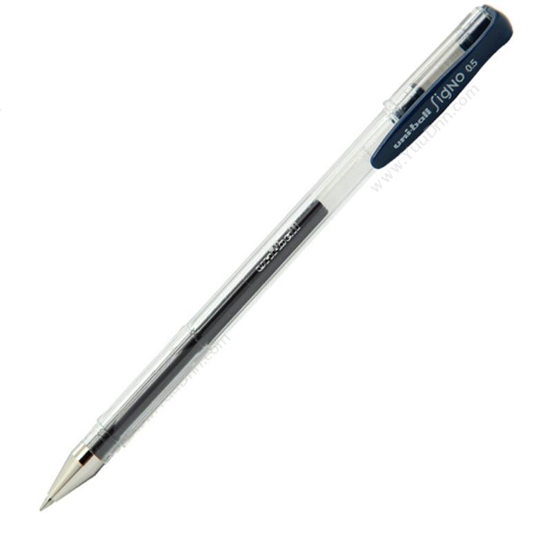 三菱 Mitsubishi UM-100 双珠水笔/啫哩笔 0.5 蓝（黑） 10支/盒 笔芯UMR-5 插盖式中性笔