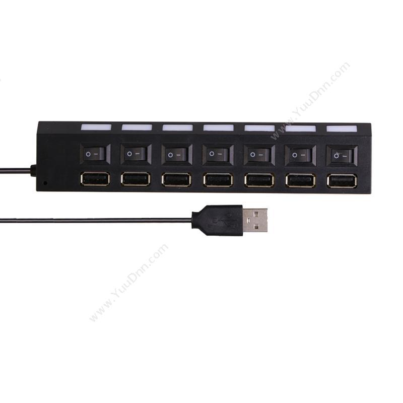 酷比客 L-CubicLCHB18BBK USB2.0 HUB 7口 带开关 （黑） 适用于U盘，读卡器，USB鼠标，USB键盘，扫描仪，数码像机，数码摄像机，USB声卡等设备集线器
