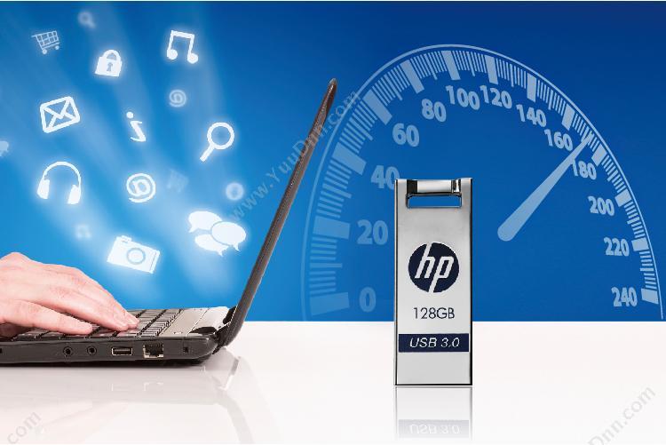 惠普 HP X795W 高速防水金属商务标准版 3.0 32G 金属(银） U盘