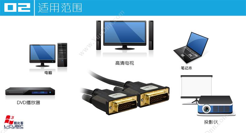 酷比客 L-Cubic LCAVDVDV241BK-10M DVI线24+1 公对公 （黑） DVI转DVI 用于DVI接口的电脑 显示器 电视机之间的连接 视频线
