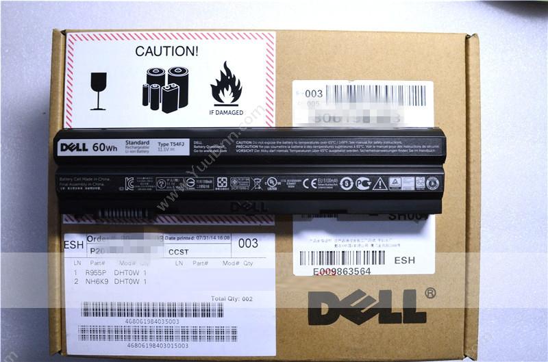 戴尔 Dell T54FJ电池 6芯 笔记本电池