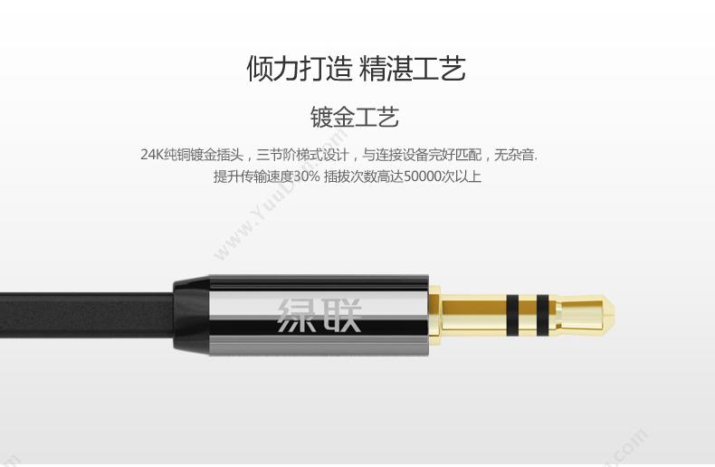 绿联 Ugreen 10597 车用AUX 3.5mm公对公车载立体声连接线 音频线