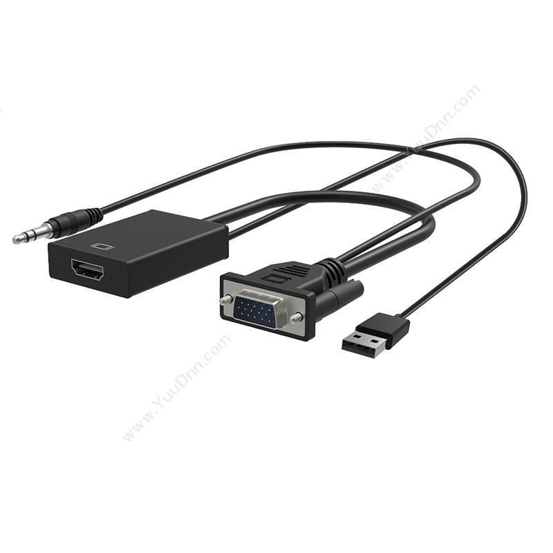 酷比客 L-CubicLCAVVHAB0.2 VGA转HDMI+音频线+供电线 公-公 黑色  用于VGA转HDMI连接电视机 显示器 投影仪转换器