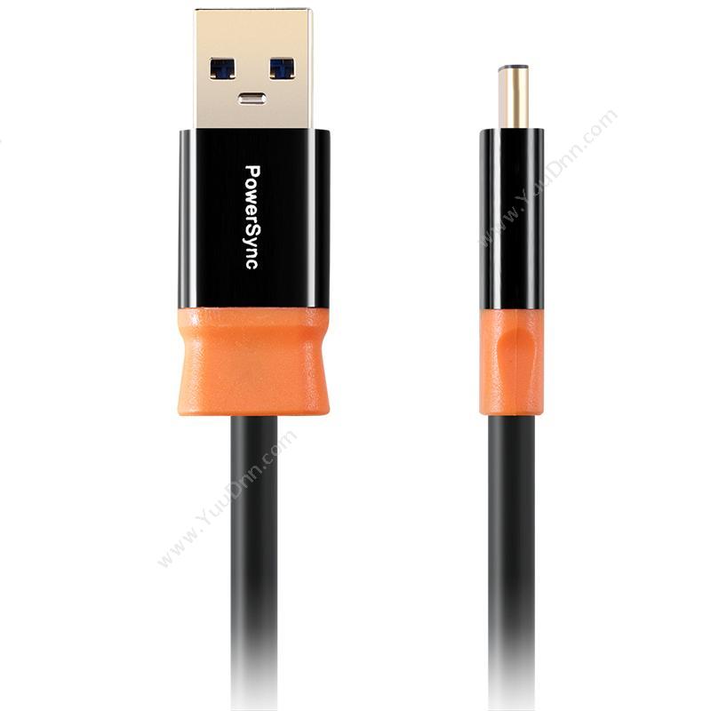 包尔星克 PowersyncCUBCKCR0020A USB3.0 TYPE-C充电传输两用数据线 尊爵版2米 （黑橙） 1根/盒数据线
