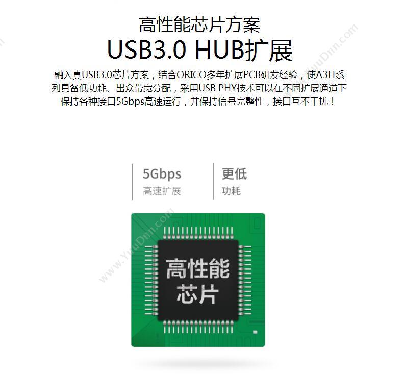 奥睿科 Orico A3H7-V1-SV 全铝HUB USB3.0*7 12V2.5A 100CM 亚光银色 集线器