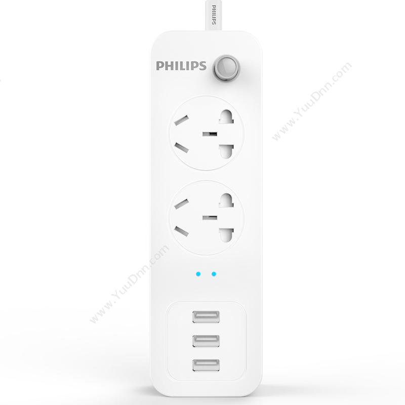 飞利浦 PHILIPS SPS1212Q/93 单控双联插座含3个USB接口 1.6米 （白） 10个/箱 插座