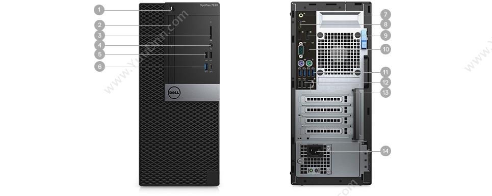 戴尔 Dell 7050MT 台式机 E2216HI74G1TRWW10H3Y 台式电脑套机