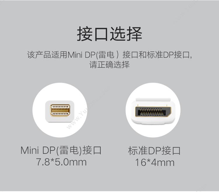 绿联 Ugreen 10477 转接线 1.5米 Mini DP转DP （黑） 充电线