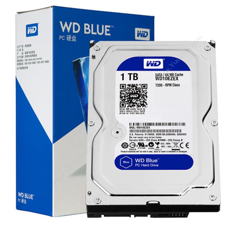 西部数据 WDWD10EZEX （蓝盘） SATA6Gb/s 7200转64M  1TB 金属(银）硬盘