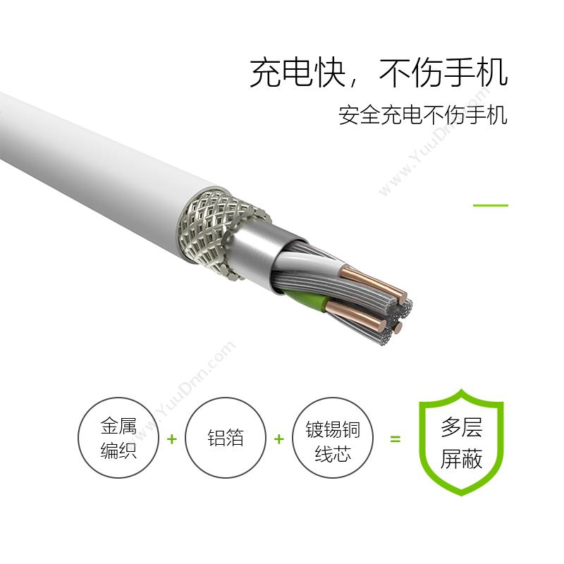 绿联 Ugreen 20728 数据线 1M 白色  与iOS全兼容，电阻小充电快 其它网线