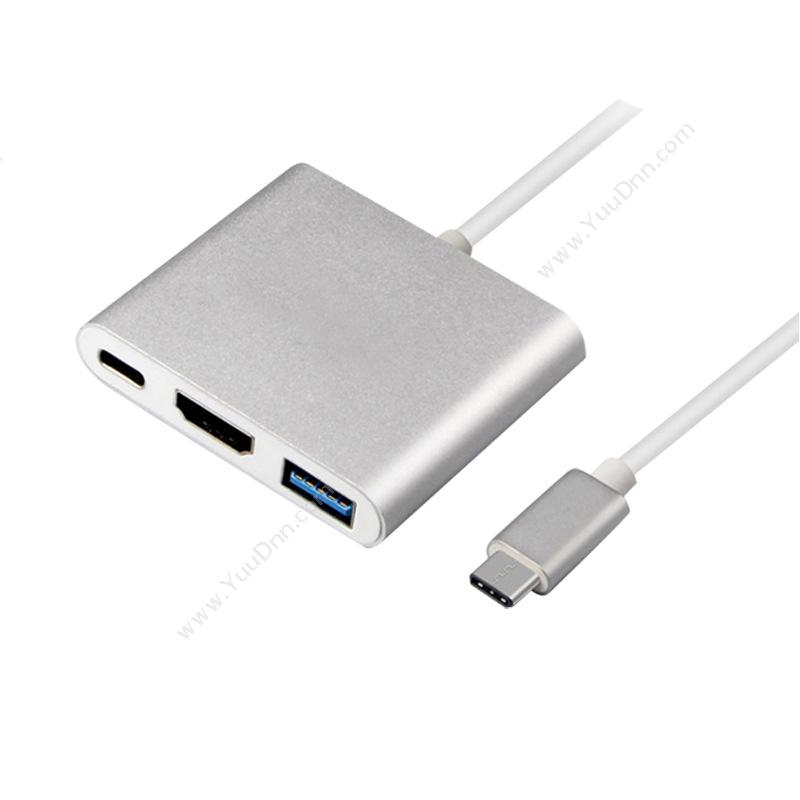 酷比客 L-Cubic LCCPUCHAFP USB Type-C转HDMI+HUB+供电 转接线 0.15米 银色 1条/袋 其它线材