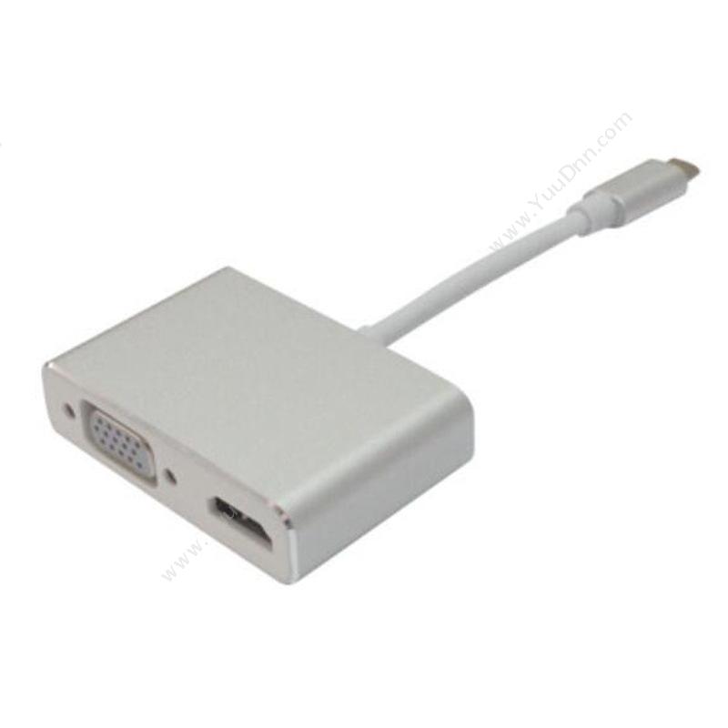 酷比客 L-CubicLCCPUCHV USB Type-C转HDMI+VGA线/0.1M 0.1米 （白）  USB Type-C转HDMI+VGA线转换器