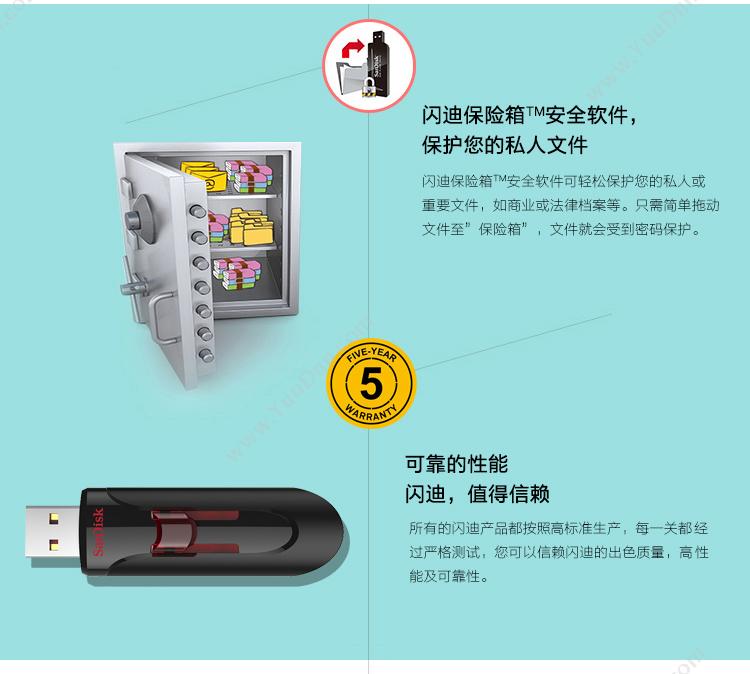 闪迪 Sandisk CZ600 USB3.0酷悠USB3.0 128G（黑） U盘