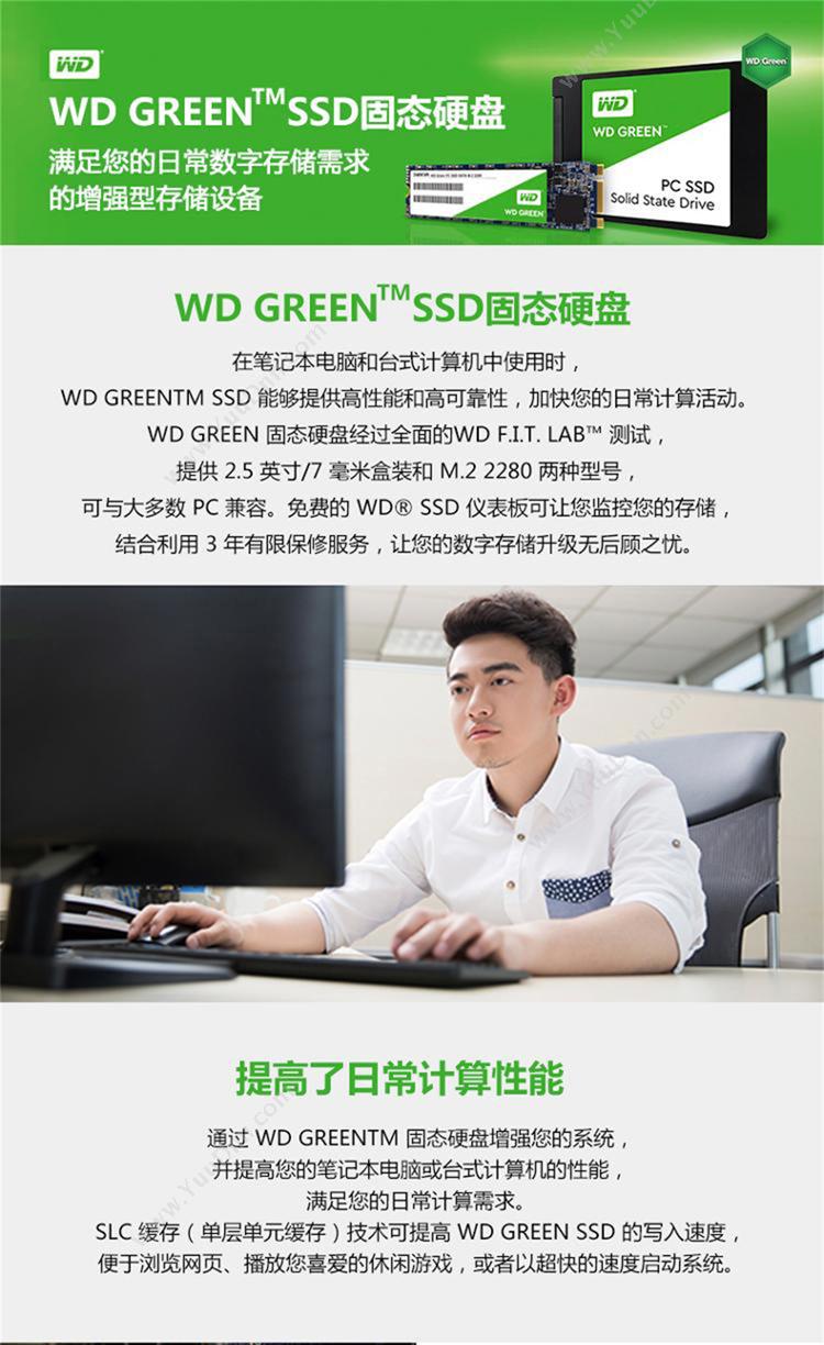 西部数据 WD WDS240G1G0B  240GB M.2接口(SATA协议） SSD 绿色 固态硬盘