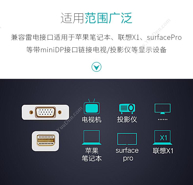 创乘 ChuangCheng CT087-B Mini DP转VGA Mini DisplayPort公转VGA母 黑色 转换器