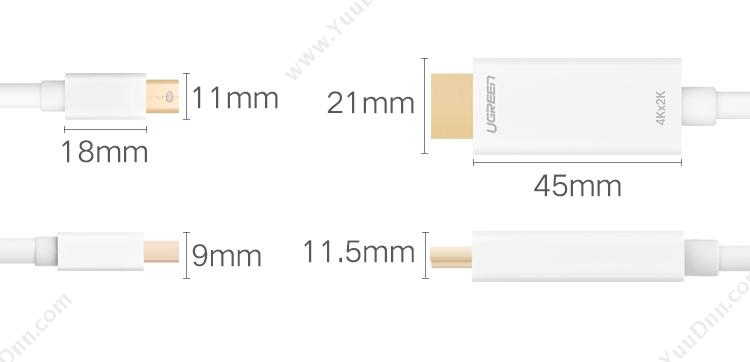 绿联 Ugreen 10455 Mini DP转hdmi线 3米 （黑） 视频线