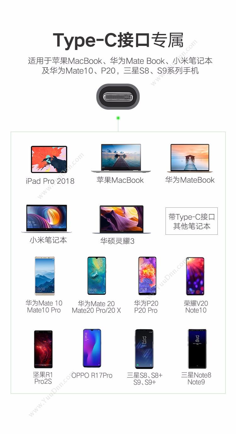 绿联 Ugreen 30841 Type-C转HDMI 苹果Macbook扩展转接  （白） 转换器