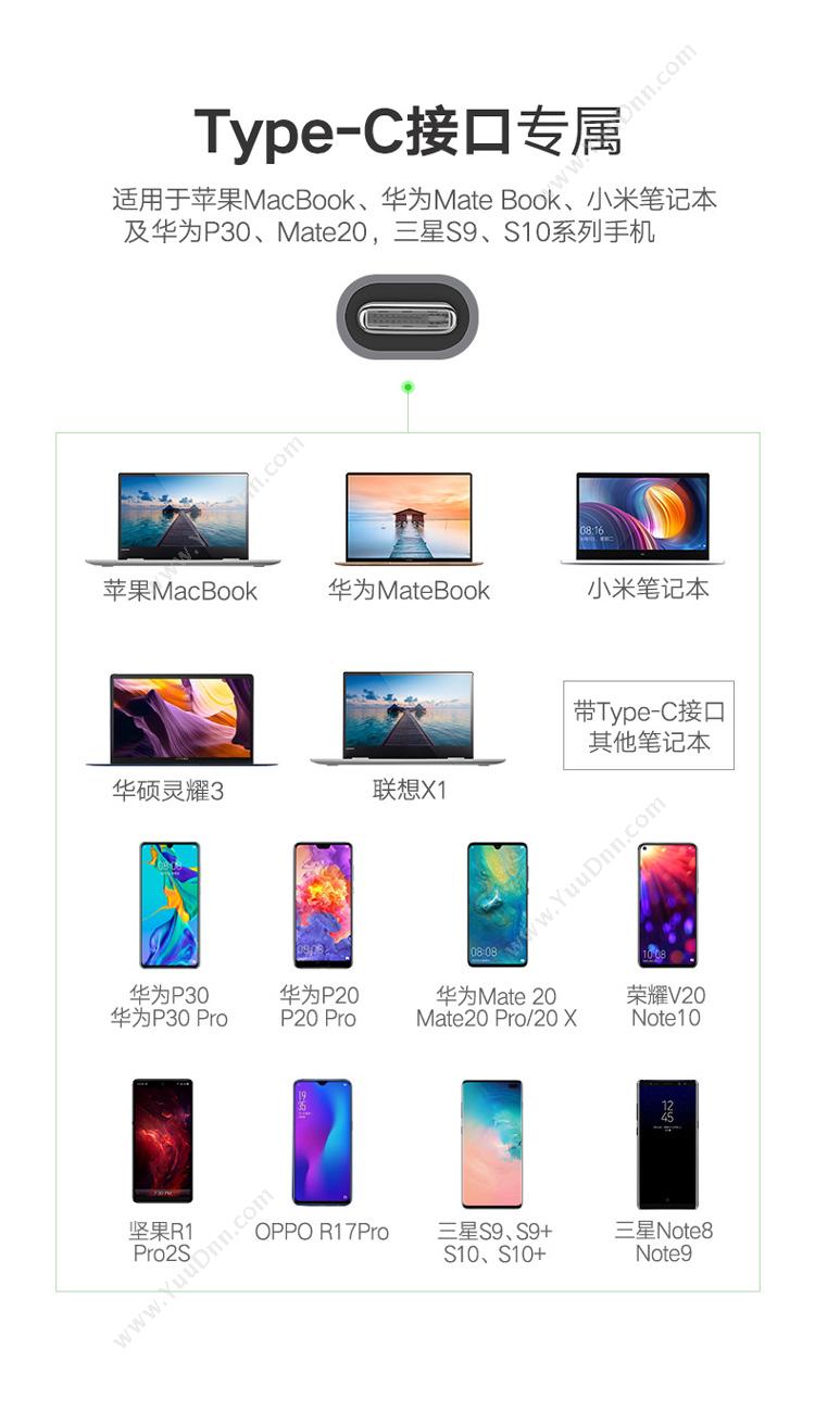 绿联 Ugreen 50771 USB-C 多功能  灰色 转换器