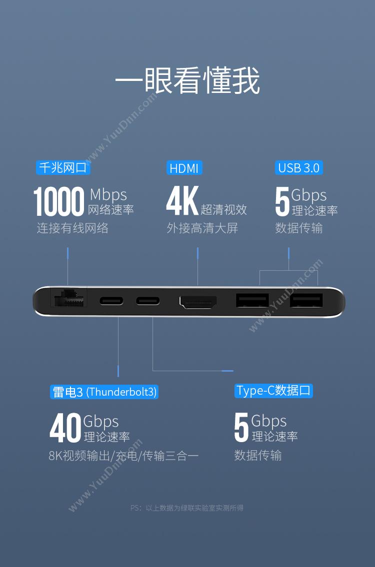 绿联 Ugreen 50984 Type-C扩展坞 转换器