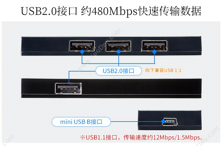 山业 Sanwa USB-2H401BKN 带磁铁吸附的USB2.0（黑） 集线器