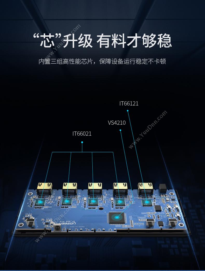 绿联 Ugreen 50745 HDMI画面分割器四进一出 4进1出（黑） 集线器