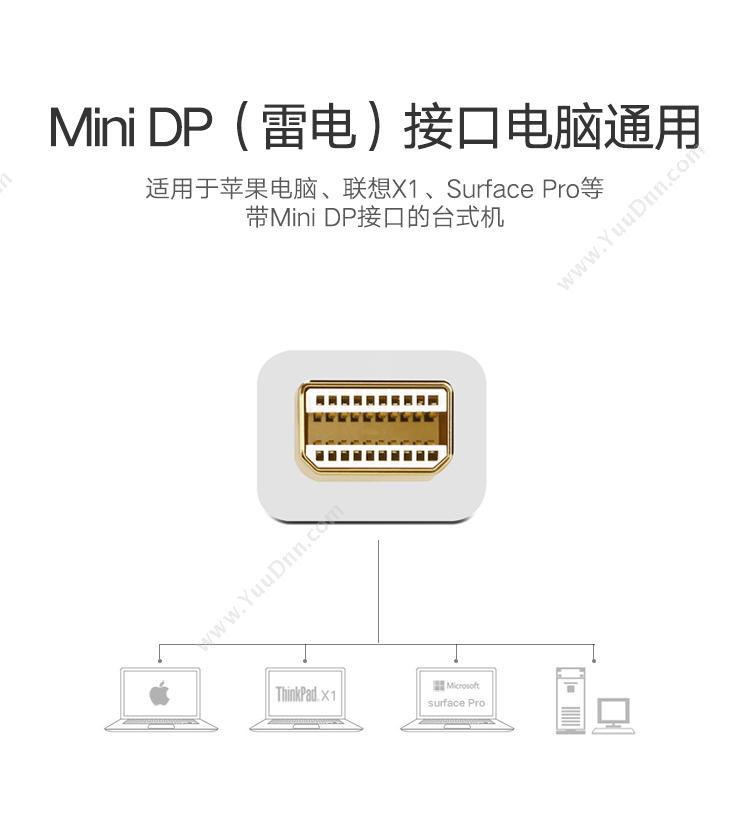 绿联 Ugreen 20421 Mini DP转HDMI/VGA  银（白） 转换器