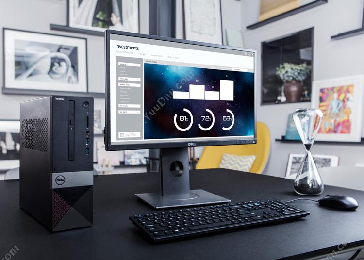 戴尔 Dell Vostro 3268 23.6英寸 I5-74004G1TB无光驱集WIN10H3Y（黑） 台式电脑套机