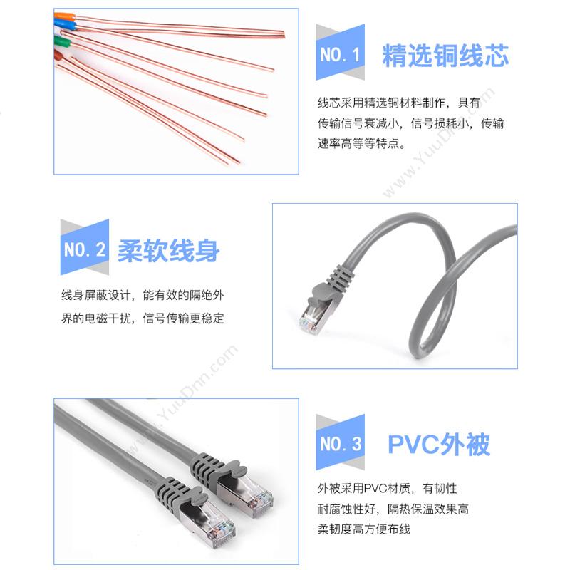 秋叶原 Qiuyeyuan QS5052AT2 超五类带屏蔽纯铜成品高速电脑 2米 （灰） 超五类