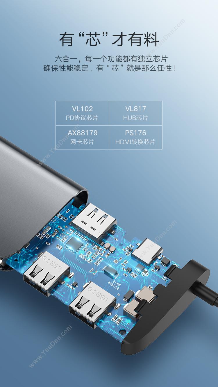 绿联 Ugreen 50771 USB-C 多功能  灰色 转换器