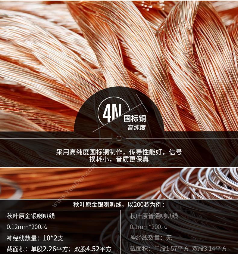 秋叶原 Qiuyeyuan 2-金银线(300*0.1) 300芯*2 音箱线（黑）  400米 音频线